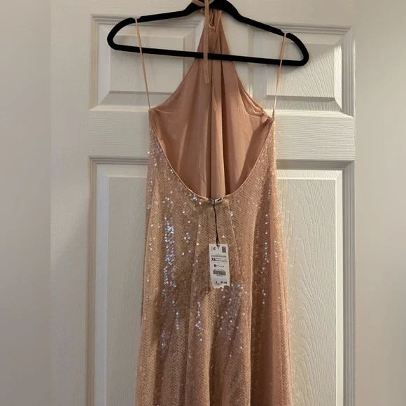 open lace back dress Zara Asymmetric Midi Dress Pink Size S – New – WARDROBE WILDERNESS main image 0